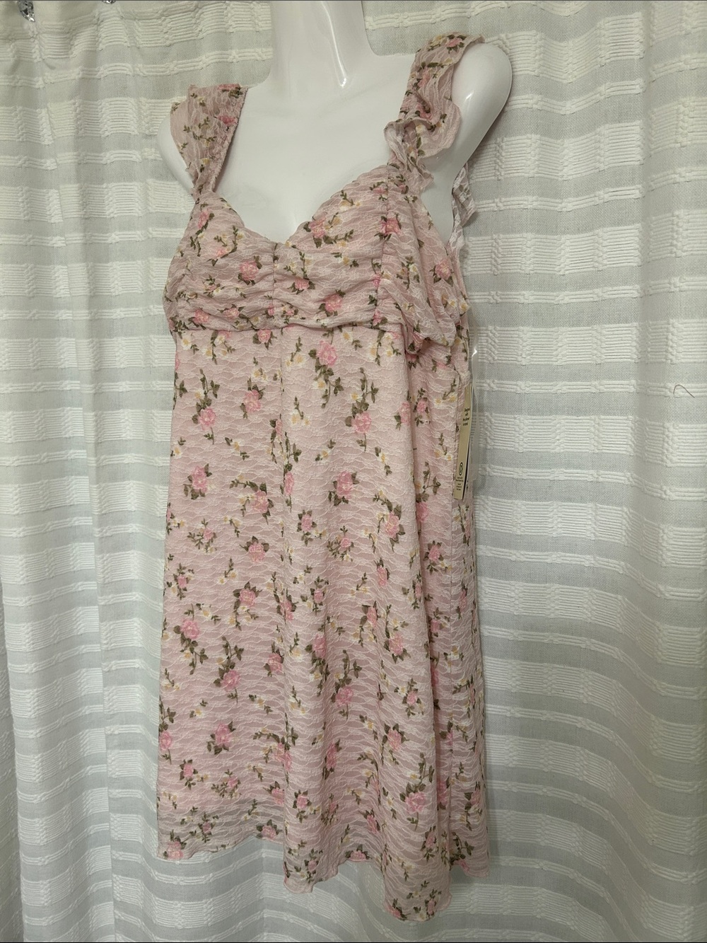 No Boundaries Pink Floral Ruffled Tank Dress